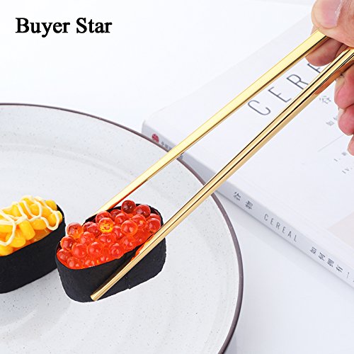 5 Pair Gold Stainless Steel Chopsticks