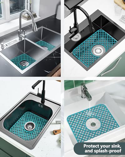 2 Pack Silicone Sink Mat Protector for Kitchen Sink