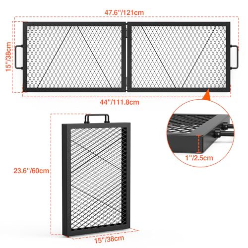 Foldable Rectangular Heavy‑Duty Steel Fire Pit Cooking Grate