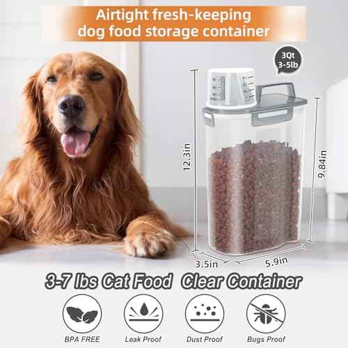 Airtight Small Cat Dog Pet Food Storage Containers BPA Free