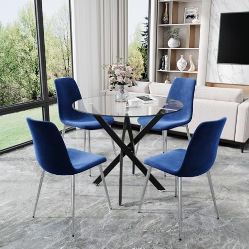 36” Round Glass Dining Table Set for 4 (5 Count)