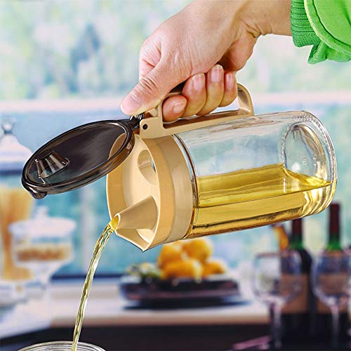 Oil Dispenser Vinegar Dispenser Maple Syrup Dispenser Glass Bottle Cruet No Drip Plastic Bottle Spout with Protective Cap drip Free Pour spout restarant 22Oz