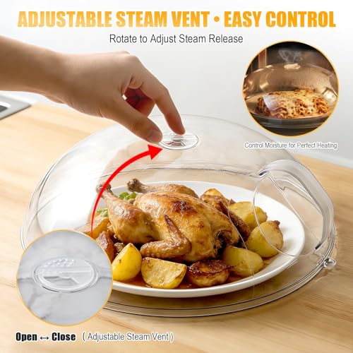 12" Clear Microwave Splatter Cover Integrated Handle BPA Free