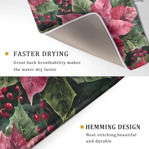 Winter Floral Dish Drying Mat