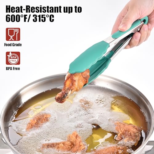 Kitchen Tongs with Silicone Tips for Cooking Serving