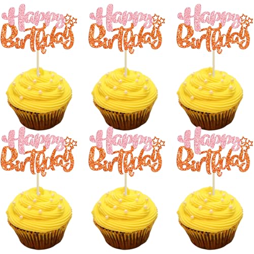 24Pcs Happy Birthday Cupcake Toppers (24 Count)