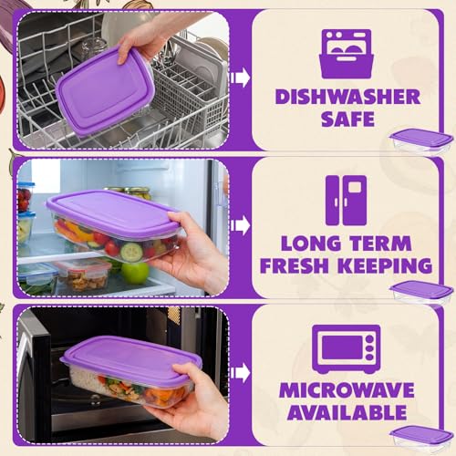 18 Pcs 33 oz Plastic Food Storage Containers with Lids (18 Count)
