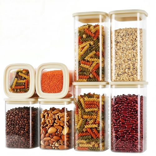 8 Pack Square Glass Pantry Storage Containers Set with Glass Lids (8 Count)