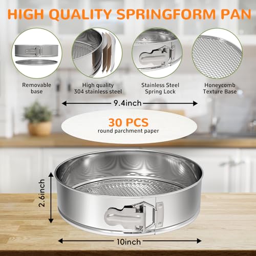 10 Inch 304 Stainless Steel Springform Pan with Removable Bottom