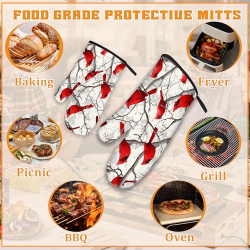 Red Cardinal Oven Mitts and Pot Holders Set (4 Count)