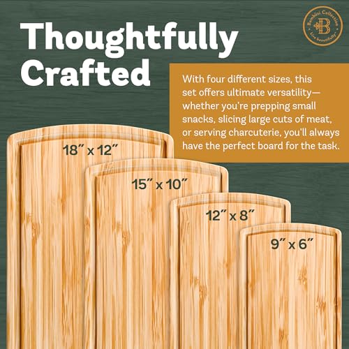 Bamboo Cutting Boards for Kitchen (4 Count)