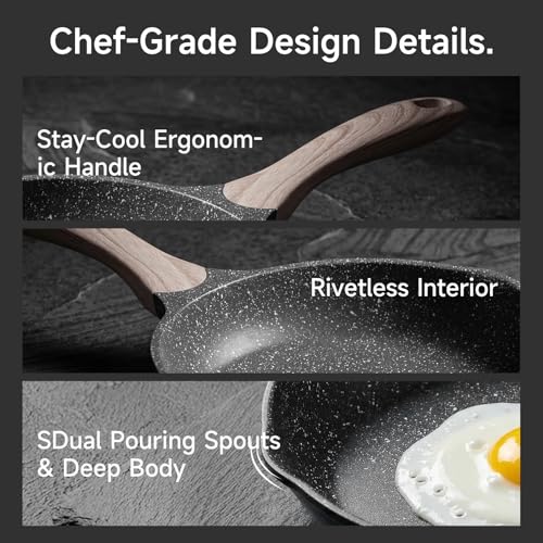11 Inch Nonstick Frying Pan Skillet with Dual Spouts Cooking Pan