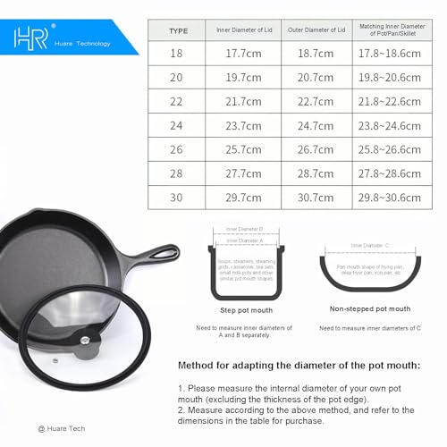 HR Huare Vented Tempered Glass Cookware Lid Black 1 Pack