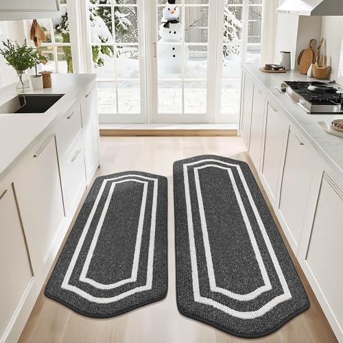 Kitchen Rugs Set of 2PCS Non Slip Kitchen Mats for Floor (2 Count)