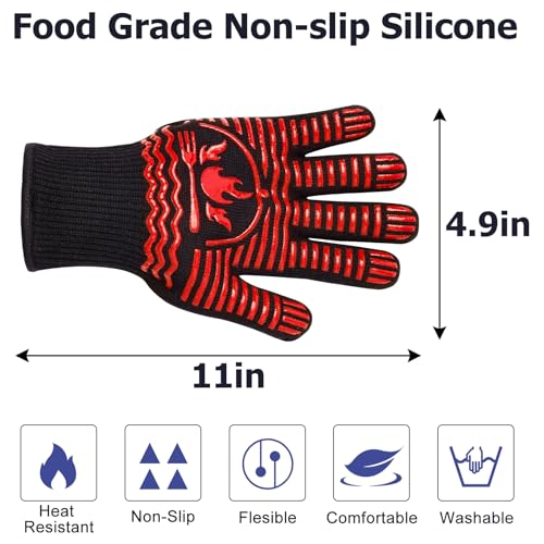 BBQ Gloves 1472°F Extreme Heat Resistant Grill Gloves