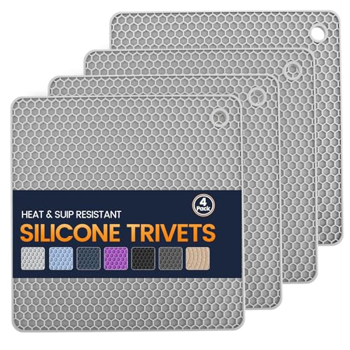 Silicone Trivet Mats 4 Heat Resistant Pot Holders Multipurpose Non