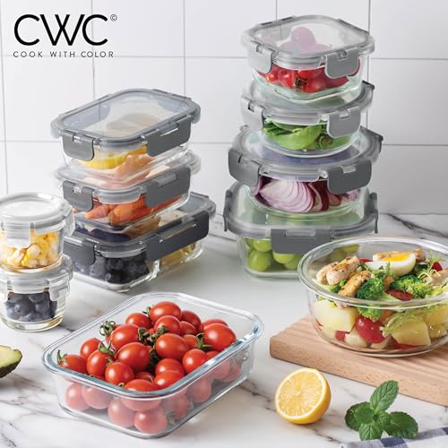Premium 32 Pc. Borosilicate Glass Food Container Set with Dividers