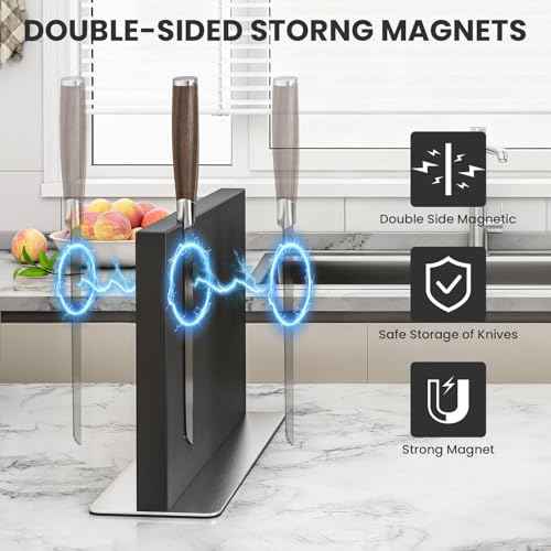 Black Magnetic Knife Block Without Knives