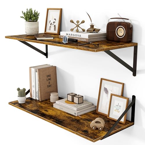 28W x 12D Deep Floating Shelves Set of 2 Rustic Brown (2 Count)