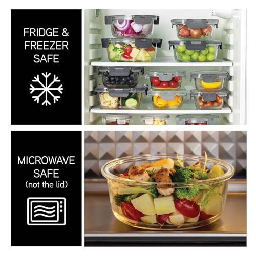 Premium 32 Pc. Borosilicate Glass Food Container Set with Dividers