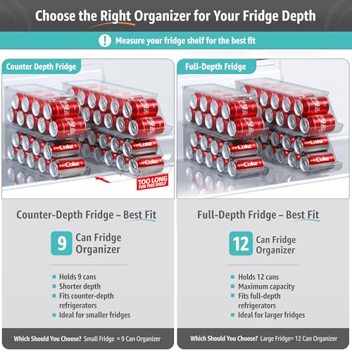 Soda Can Organizer for Fridge & Freezer (2 Count)
