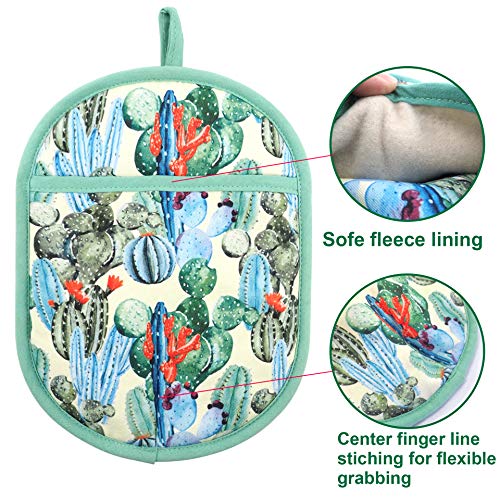 Pot Holders with Transparent Clear Silicone Shell and Nice Cactus Flower (2 Count)