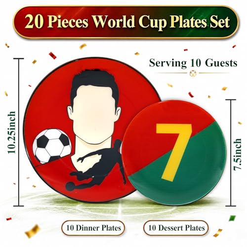20 Pcs Red Plastic Soccer Plates (20 Count)