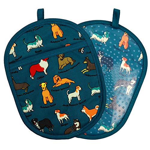 Pot Holders with Transparent Clear Silicone Shell and Nice Dog Flower (2 Count)