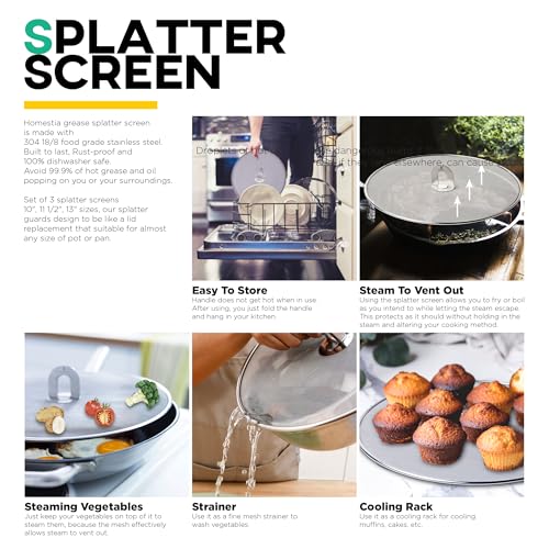 2 Piece Splatter Screens for Frying Pan