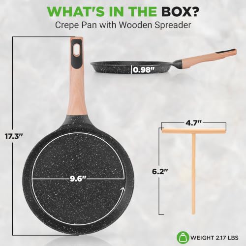 9.45” Non Stick Crepe Pan with Wooden Spreader