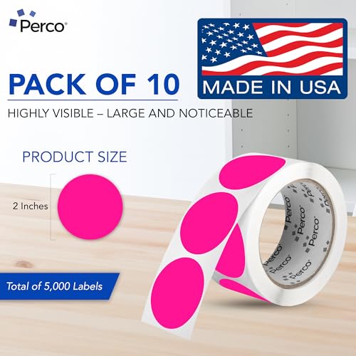 Neon Pink Perforated Round Circle Dot Sticker 2 (10 Count)