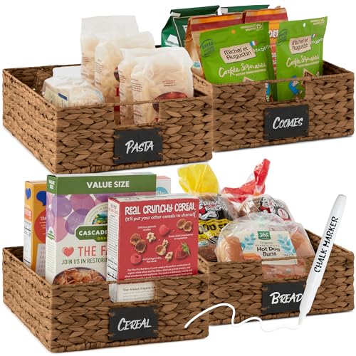 Set of 4 16x12in Large Water Hyacinth Pantry Baskets (4 Count)