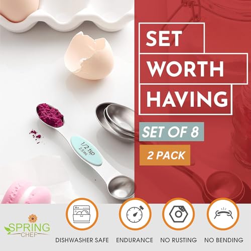 Stainless Steel 8 Magnetic Measuring Spoons Set (2 Count)