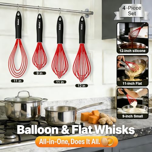 Silicone Kitchen Whisk Set of 4 (4 Count)