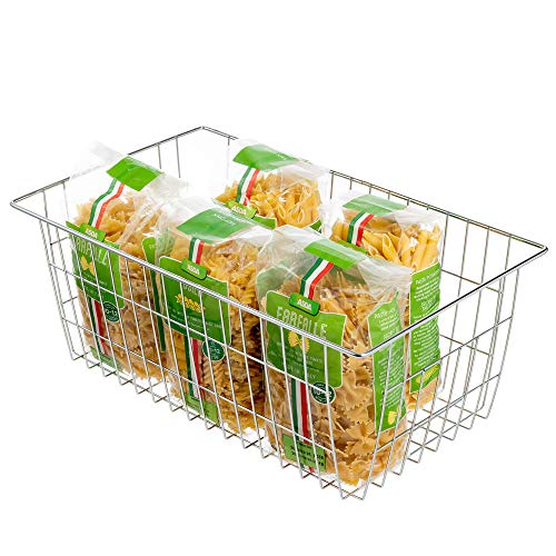 Freezer Baskets for Storage Pantry Large Metal Wire Food Storage Organizer Bin Basket with Handles (2 Count)