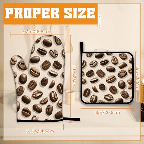 Coffee Bean Oven Mitts and Pot Holders Set (4 Count)