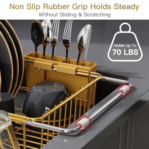 Gold Dish Drying Rack in Sink