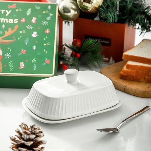 Hansense Porcelain Butter Dish with Lid for Countertop