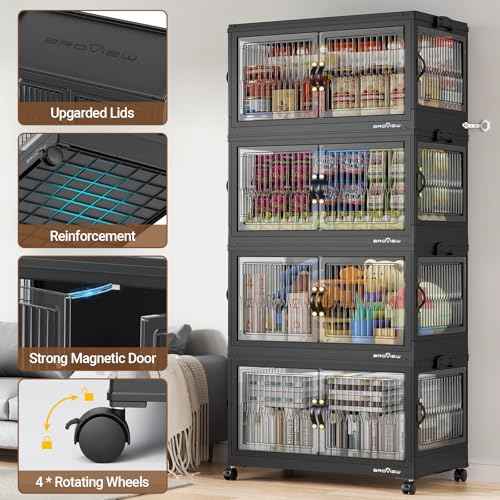 120Gal Stackable Storage Bins with Lids Foldable Boxes (4 Count)