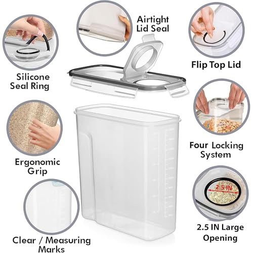 2 Pack (6.3L / 213OZ) EXTRA Large Airtight Food Storage Cereal Containers for Bulk Food Storage BPA-Free Plastic Container, Pantry Organization and Canister for Rice, Pasta, Sugar & Flour (2 Count)