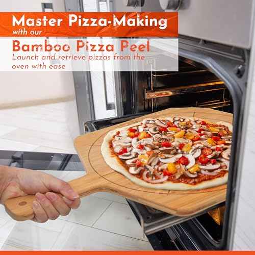 Wooden Pizza Peel 12 Inch Board with Engraved Sizes