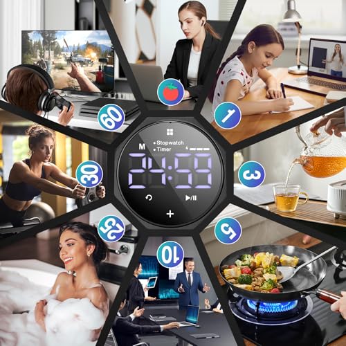 ADHD Pomodoro Timer Metal Gravity Rotation 1.8” LED Large Screen