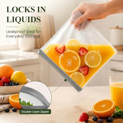 Dishwasher Safe Reusable Storage Bags Stand Up (9 Count)