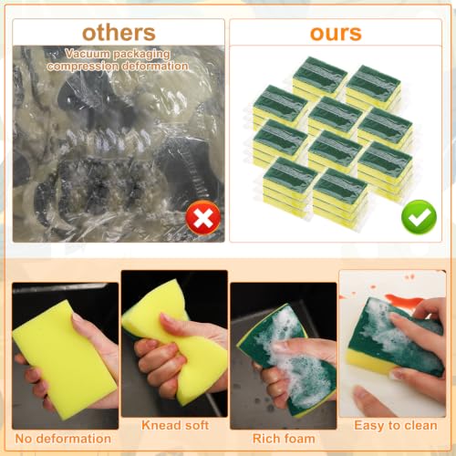 30 Pcs Individually Wrapped Sponges for Airbnb Apartment Green (50 Count)
