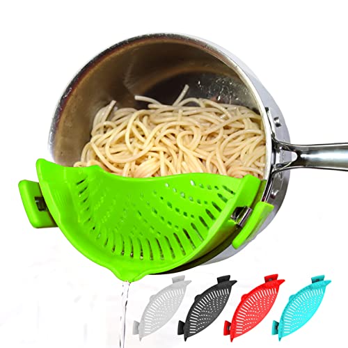 Clip On Pasta Strainer Silicone Universal Fit for all Pots and Bowls Snap On Drainer for Meat