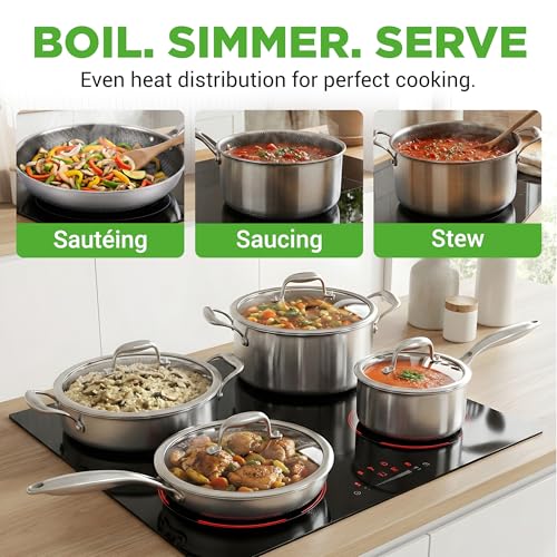 8 Piece Triply Cookware Set Stainless Steel