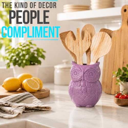 Purple Owl Utensil Holder