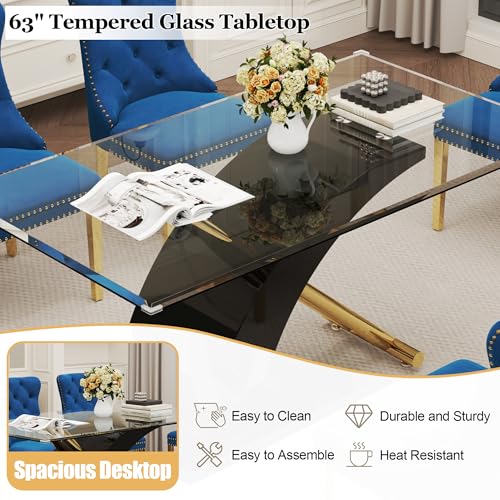 7 Piece Glass Dining Table Set for 6