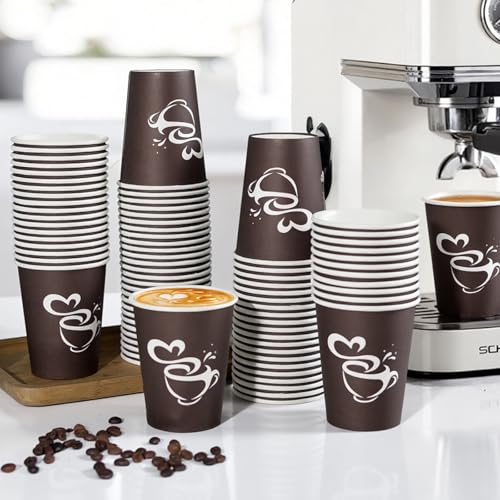 400 Count 8 oz Paper Coffee Cups Disposable Hot Coffee Cups Brown