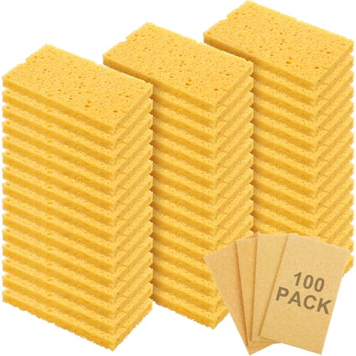 100 Pieces Compressed Wood Pulp Dish Sponges for Kitchen (100 Count)